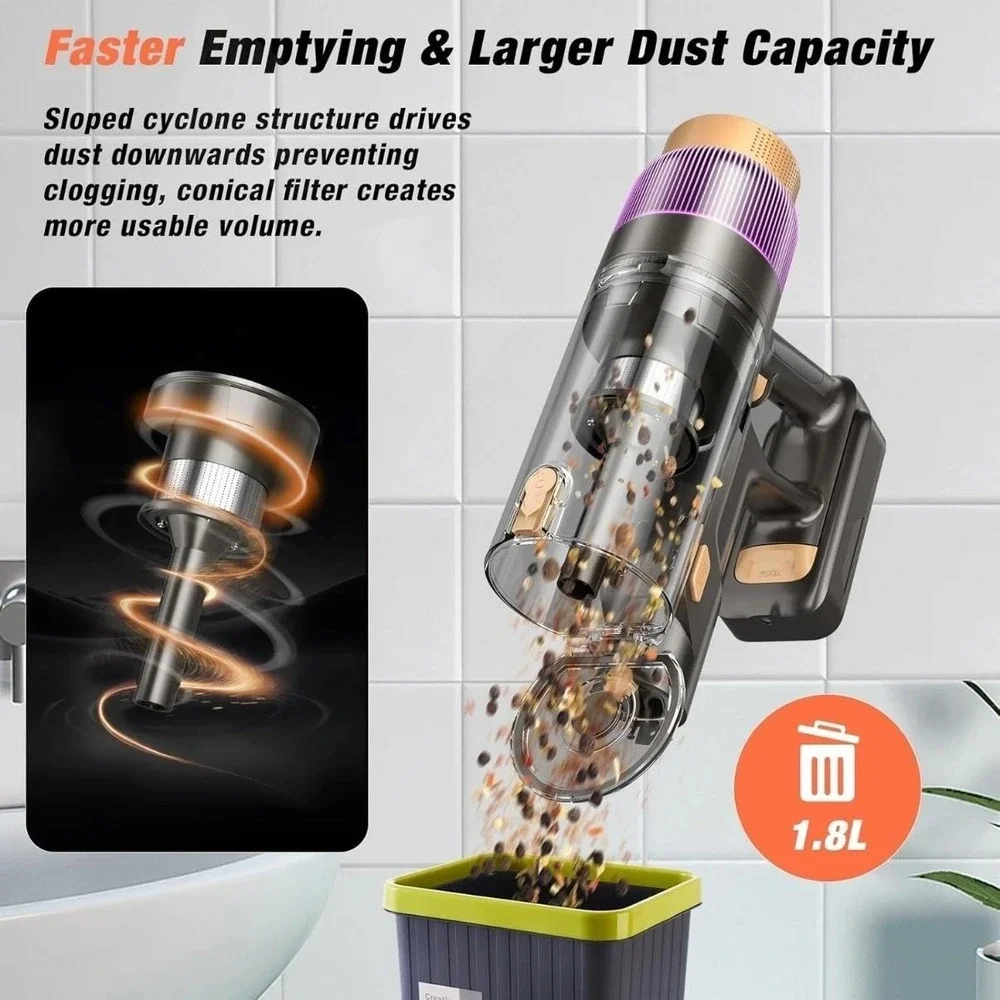 VBUOO TV105S Cordless Stick Vacuum Cleaner 580W 48KPa Black 70Min HEPA Pet Hair